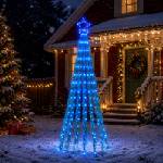 vidaXL LED Коледна Елха 180 см 255 LED светодиода Синьо Стомана Черно (42050826)