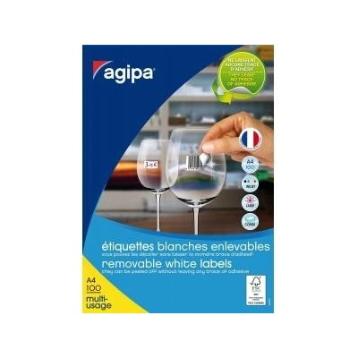 Etikety univerzálne odnímateľné 210x297mm Agipa A4 100 hárkov
