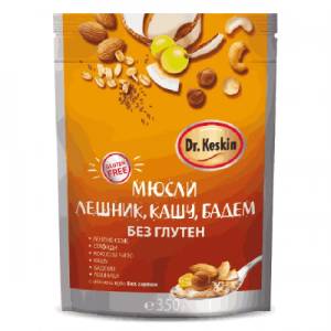  Мюсли с лешник, кашу и бадем БЕЗ Глутен Dr. Keskin 350гр