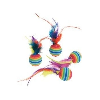 Karlie Catnip duhové míčky s peřím 3 cm