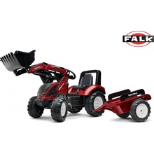 FALK Šlapací traktor Valtra S4 s nakladačem a vlečkou