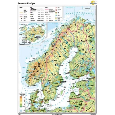 Cartographia Severná Európa (100x140 cm – 1:1500000), nástenná, fóliovaná, lištovaná