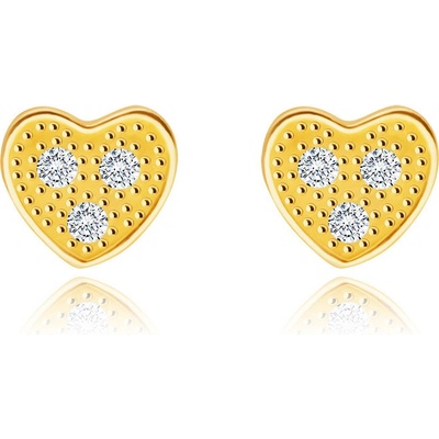 Šperky Eshop diamantové ze žlutého zlata srdíčko se třemi brilianty čiré barvy BT506.70