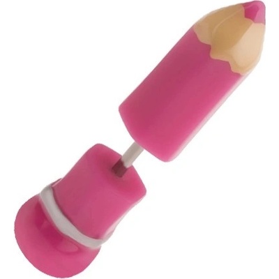 Šperky eshop akrylový fake piercing do ucha růžová tužka PC20.23
