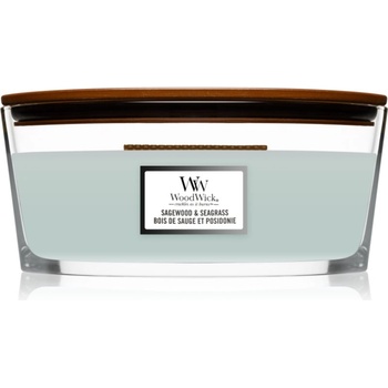 Image 1 of WoodWick Sagewood & Seagrass ароматна свещ с дървен фитил (hearthwick) 453, 6 гр