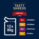 Felix Tasty Shreds hovädzie kura kačka a morka v šťave 12 x 80 g