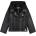 GUESS Кожено яке в черно за мини момиче с асиметричен цип и качулка Guess