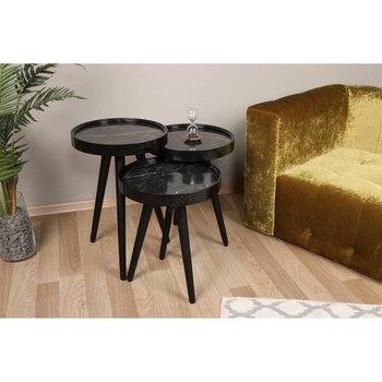 Asir К-кт 3бр. странични масички call черни (as1093)