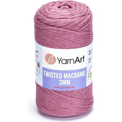 Pletací příze YarnArt TWISTED MACRAME 3mm 792 růžová, jednobarevná, 250g/195m