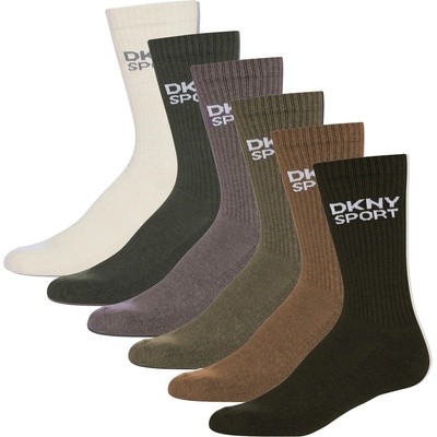 DKNY Мъжки чорапи DKNY 6 pack Mens Sports Socks Radde - Khaki/Grey
