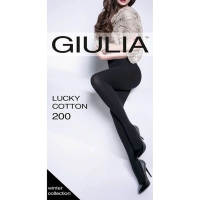 Giulia luxusní dámské elastické neprůhledné bavlněné punčocháče 200 DEN nero