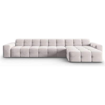 Micadoni Ъглов диван от светлосиво кадифе (десен ъгъл) Kendal - Micadoni Home (MIC_RC_M_121_F1_KENDAL1)