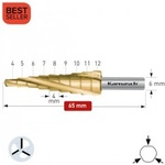 Karnasch Стъпално свредло Ø 4-12 mm (x 4 mm), HSS-XE TiN-Gold, 3x спирален канал, BESTSELLER (1422)