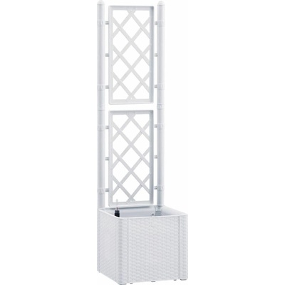 STEFANPLAST Samozavlažovací kvetináč NATURAL DELUXE 43x43x142cm biela, s mriežkou