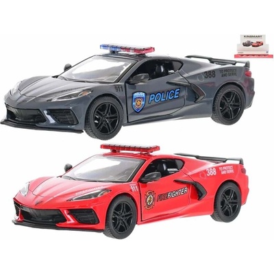 Kinsmart Corvette 2021 auta záchranných složek 12 5cm kov zpětný chod 2druhy 12ks v DBX 1:36