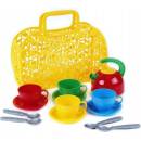 Teddies sada nádobí v plastové tašce/kabelce červený