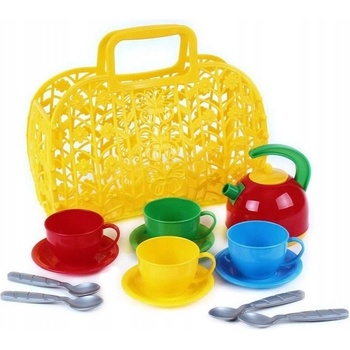 Teddies sada nádobí v plastové tašce/kabelce červený