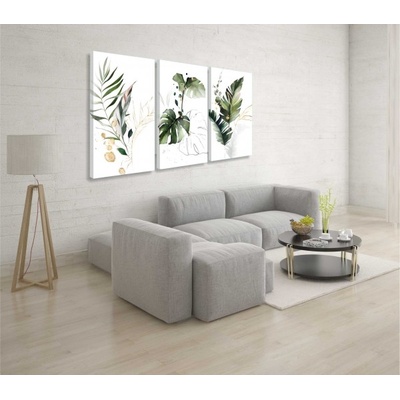 Divio Třídílný obraz na plátně listy, vzor 20124 Velikost: 60x120 cm
