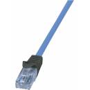 Logilink CPP010 Patch, U/UTP, 6a, drát, Cu, 10m, modrý
