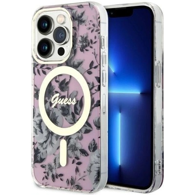 GUESS Кейс Guess GUHMP14LHCFWSP за iPhone 14 Pro 6.1", розов / розов, твърд, Flower MagSafe (GUE002730-0)
