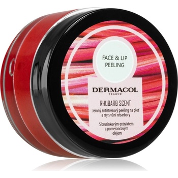 Dermacol Face & Lip Peeling Rhubarb захарен пилинг за устни и скули 50ml