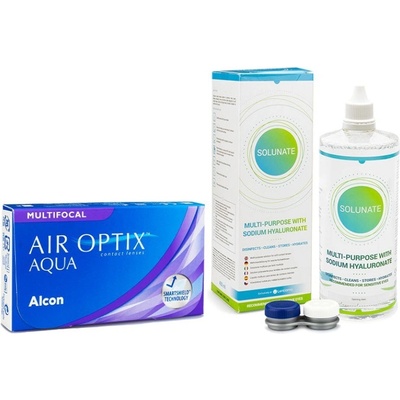 Alcon Air Optix Aqua Multifocal 6 čoček + Solunate Multi-Purpose 400 ml s pouzdrem