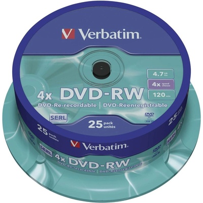 Verbatim DVD-RW 4,7GB 4x, cake box 25ks (43639)