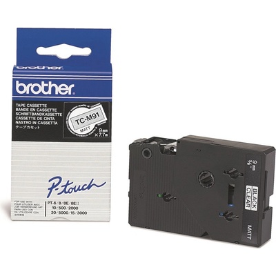 Brother TC-M91 černý tisk / průhledný podklad originální páska 9 mm x 7,7 m