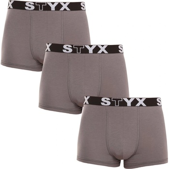 Styx 3Pack pánske boxerky športová guma nadrozmer sivé