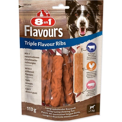 8in1 Triple Flavour Doplnkové krmivo pre dospelých psov rebierka 113 g