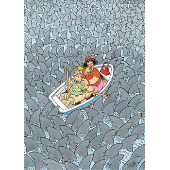 Jumbo - Puzzle Jan van Haasteren: Shark mania - 500 piese