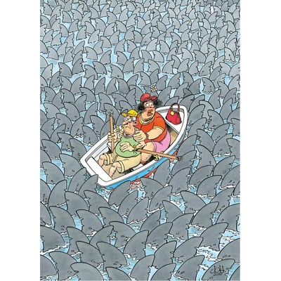 Jumbo - Puzzle Jan van Haasteren: Shark mania - 500 piese