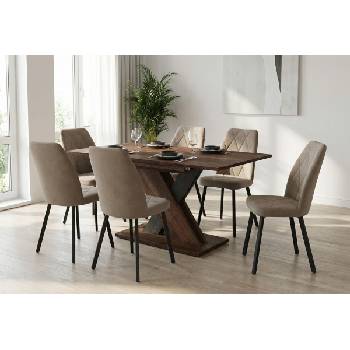 ЕВРОМАР Разтегателна трапезна маса axi 120 барок / тъмен дъб лумиер