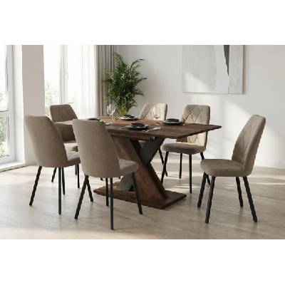 ЕВРОМАР Разтегателна трапезна маса axi 120 барок / тъмен дъб лумиер