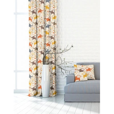 Záves dekoračný alebo látka, OXY Slony, oranžový, 150 cm 150 cm