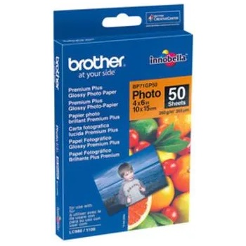 Brother Хартия, Brother BP71GP50 Premium Plus Glossy Photo Paper, A6 (4x6"), 50 Sheets (BP71GP50)