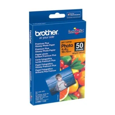 Brother Хартия, Brother BP71GP50 Premium Plus Glossy Photo Paper, A6 (4x6"), 50 Sheets (BP71GP50)