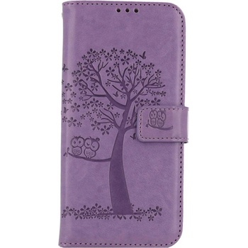 Pouzdro TopQ Samsung A54 5G knížkové Světle fialový strom sovičky