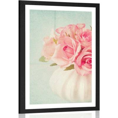 Plakát s paspartou růže ve váze - 20x30 black
