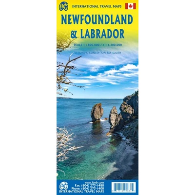 mapa Newfoundland 1:800 t.,Labrador 1:1,3 mil. ITM