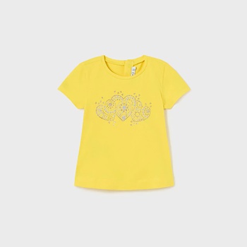 MAYORAL Тениска с къс ръкав basic в жълто за бебе момиче със сребристи глитери Майорал
