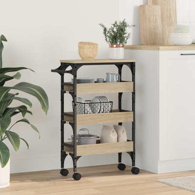 vidaXL Кухненска количка Сонома дъб 53 x 20 x 76 см Инженерно дърво (883019)