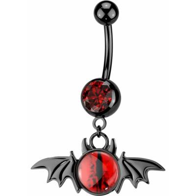 MARRE Piercing do pupíku ďáblík s červeným zirkonem červeno-černý - WP0145-R