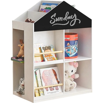 Ginger Home Детска етажерка къща с рафтове за играчки и книжки, дъска за рисуване