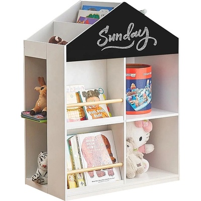Ginger Home Детска етажерка къща с рафтове за играчки и книжки, дъска за рисуване
