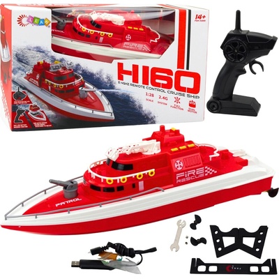 LeanToys Dálkově ovládaný RC motorový člun Rescue Red 1:28