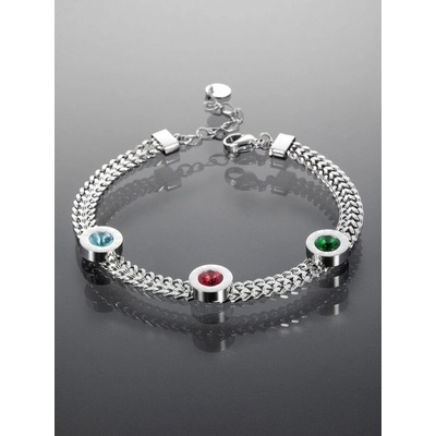 Prošperk stříbrný náramek z chirurgické oceli s barevnými krystalky S4163
