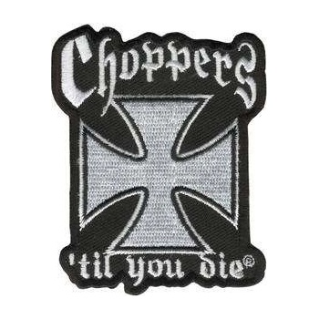 Nášivka Maltézský kříž Choppers 'til you die 7,5x7,5cm PPA1132