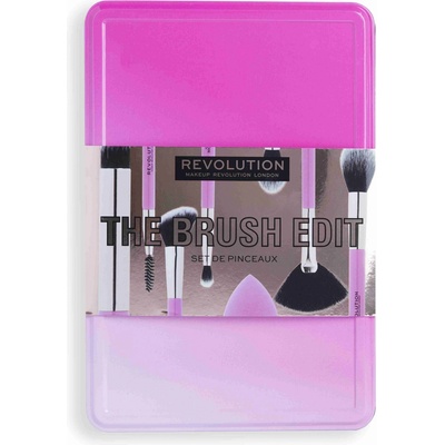 Makeup Revolution The Brush Edit štetec na obočie 1 ks + veľký štetec na očné tiene 1 ks + guľatý štetec na očné tiene 1 ks + štetec na rozjasňovač 1 ks + kontúrovací štetec 1 ks + vejárový štetec