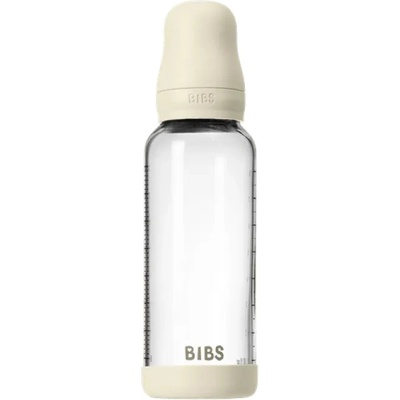 BIBS Стъклена бебешка бутилка Bibs - С каучуков биберон, 240 ml, Ivory (5020216)